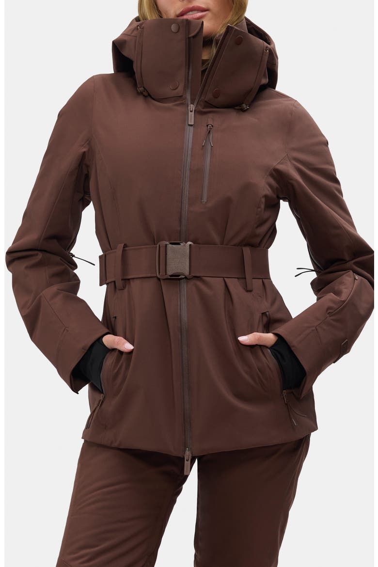 Aston Belted Ski Jacket, Alternate, color, SPIKED COCOA