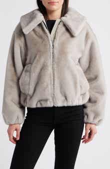 BCBGMAXAZRIA Channel Quilted Faux Fur Jacket