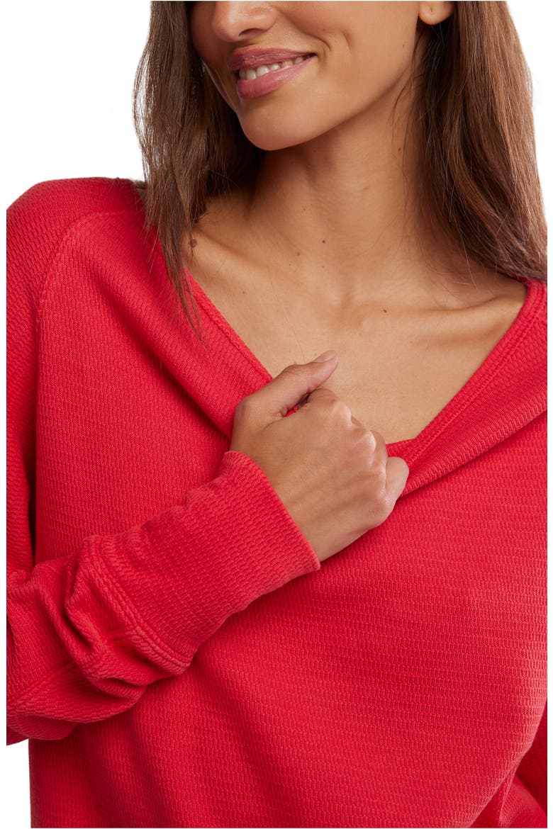 Jess One-Shoulder Thermal Top, Alternate, color, SALSA