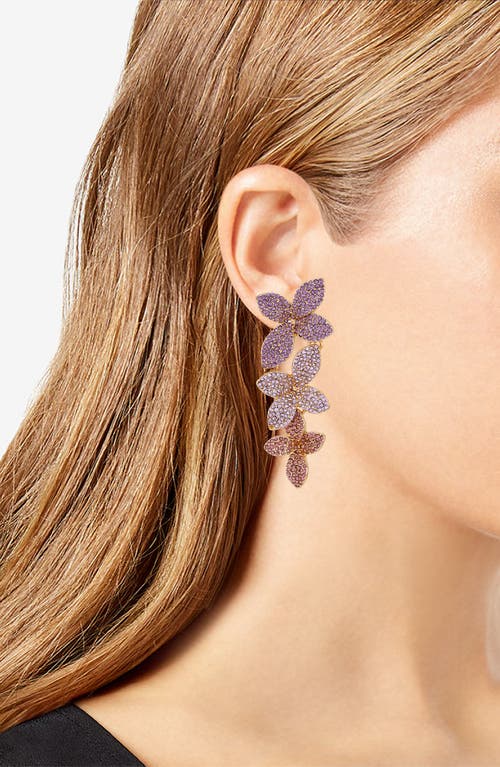Guess Crystal Flower Linear Drop Earrings In Gold
