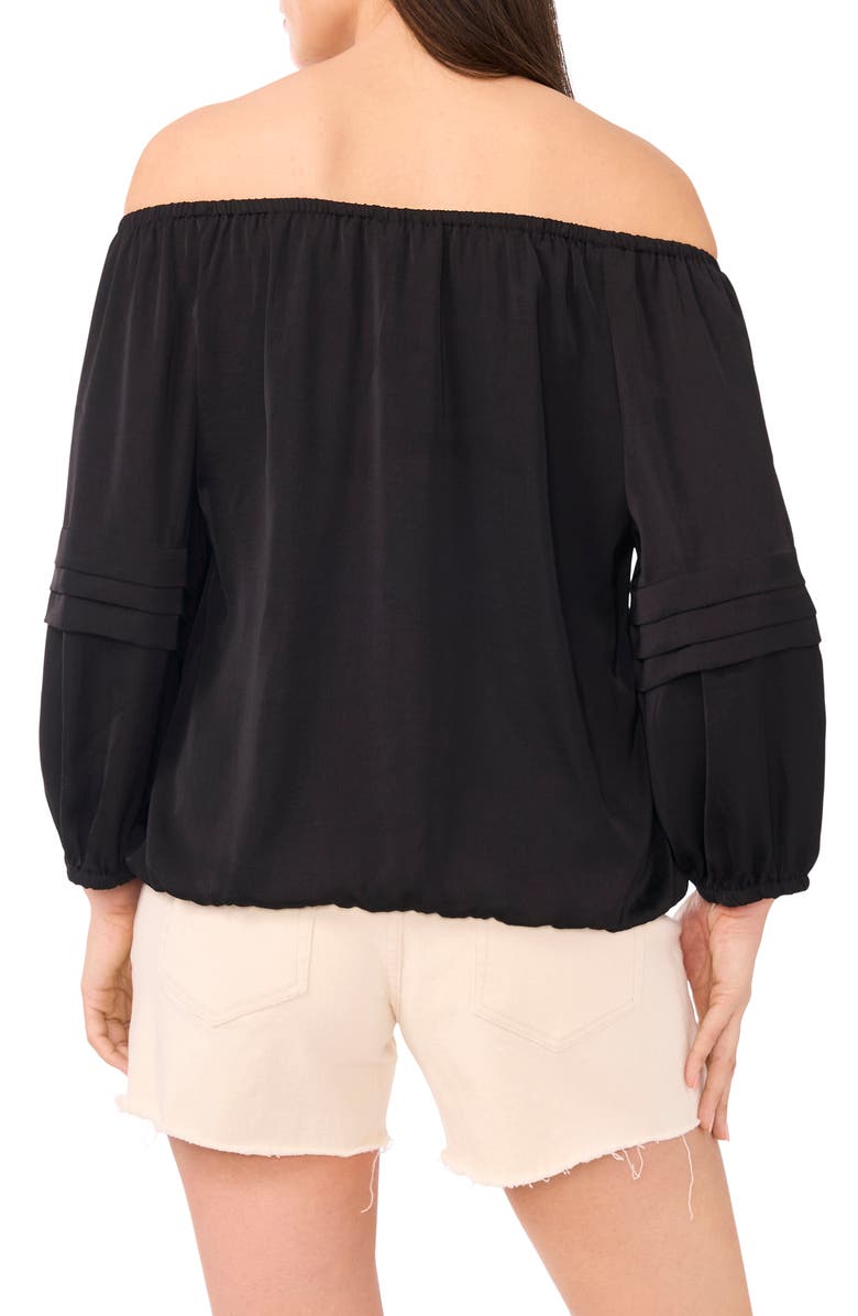 Vince Camuto Pleat Sleeve Off the Shoulder Top, Alternate, color, Rich Black