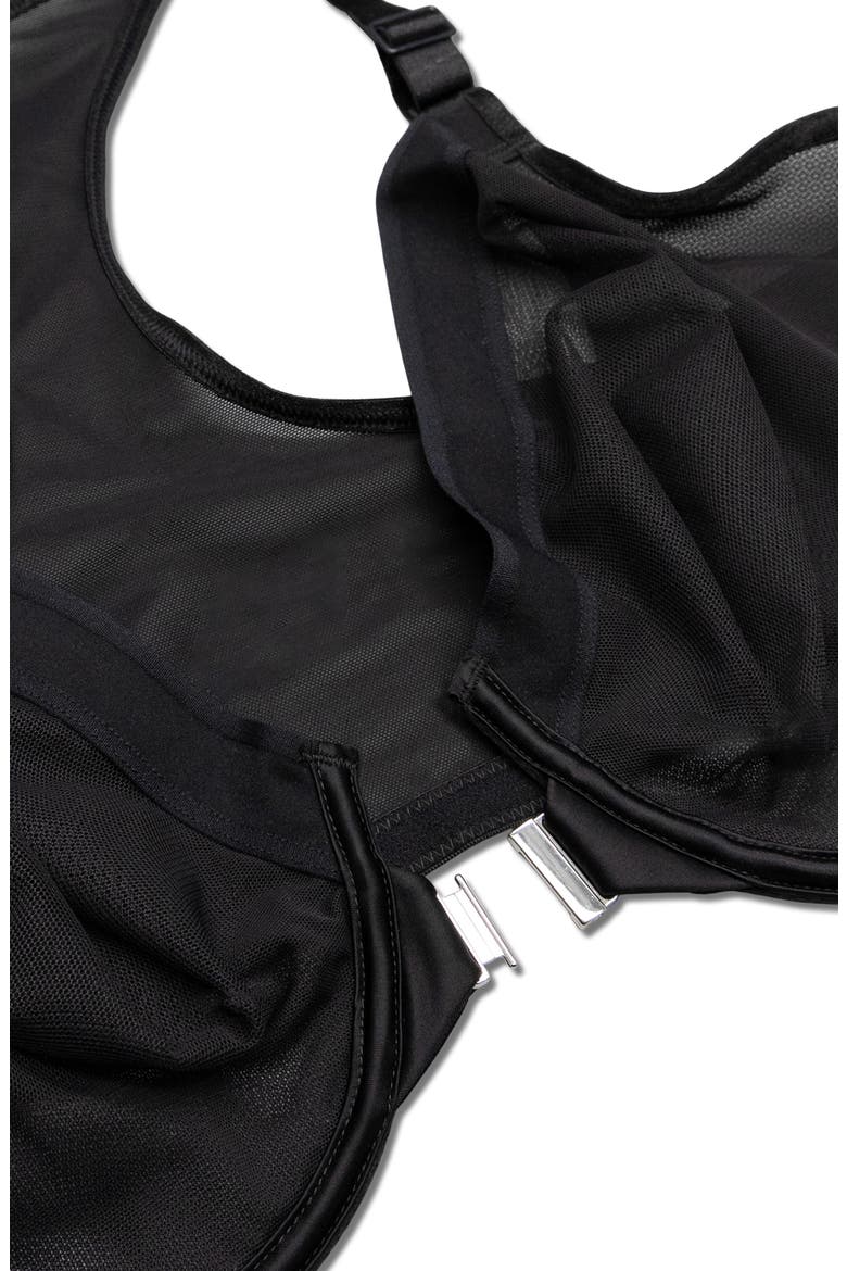 Sheer Mesh Front Clasp Racerback Underwire Bra, Alternate, color, BLACK HUE