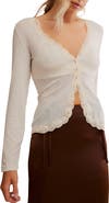 Free People Big Love Lace Trim Knit Button-Up Top