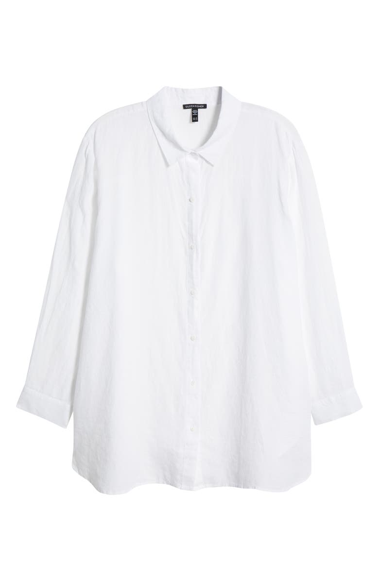 Eileen Fisher Classic Collar Organic Linen Button-Up Shirt, Alternate, color, 
