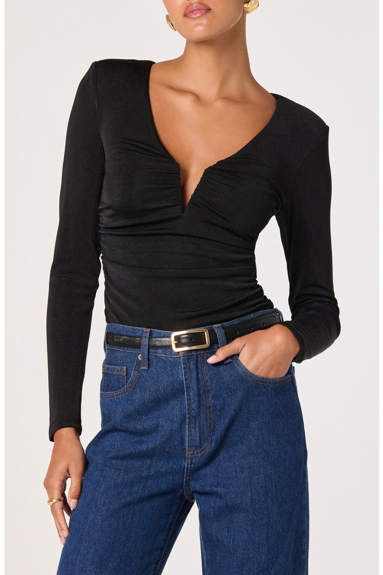 Wire Ruched Top, Main, color, BLACK