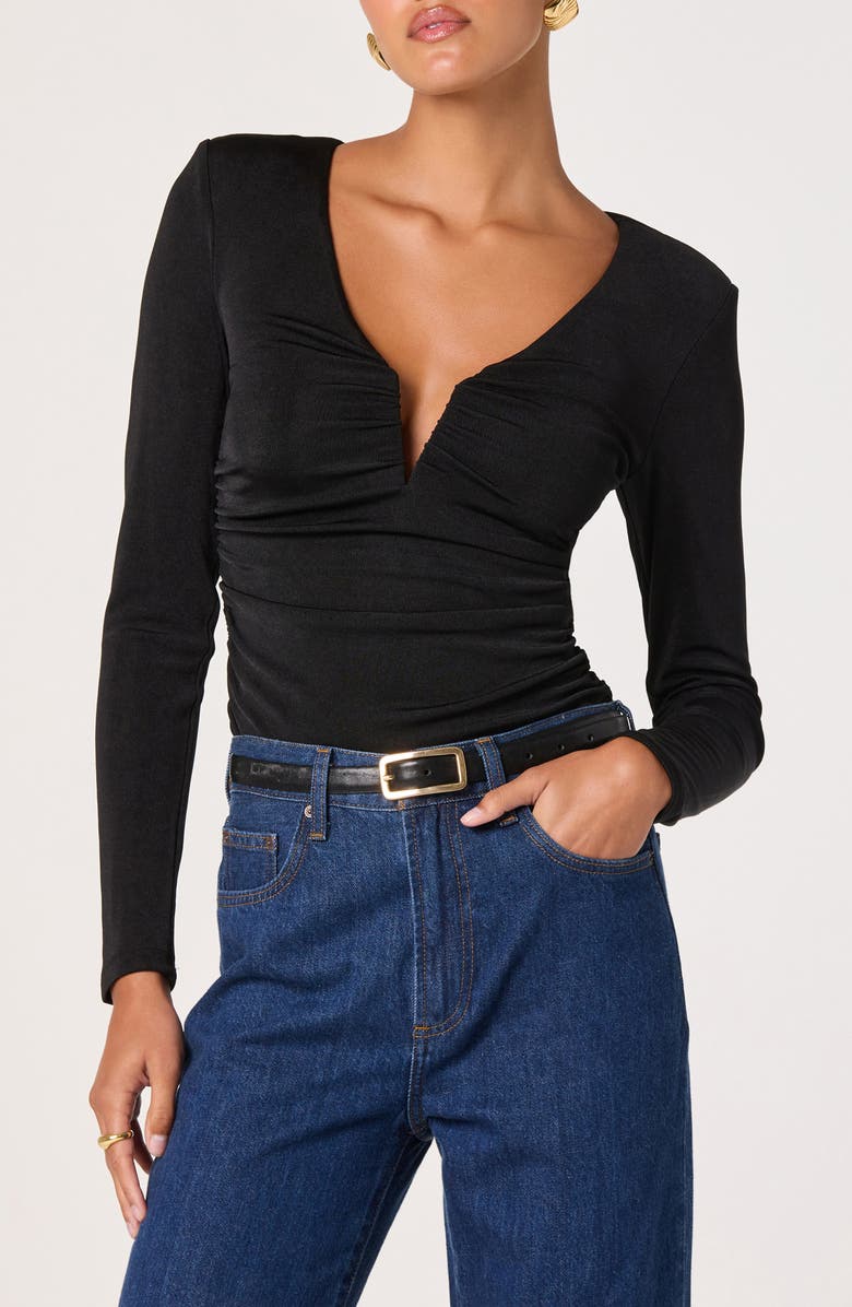 ASTR the Label Wire Ruched Top, Main, color, Black
