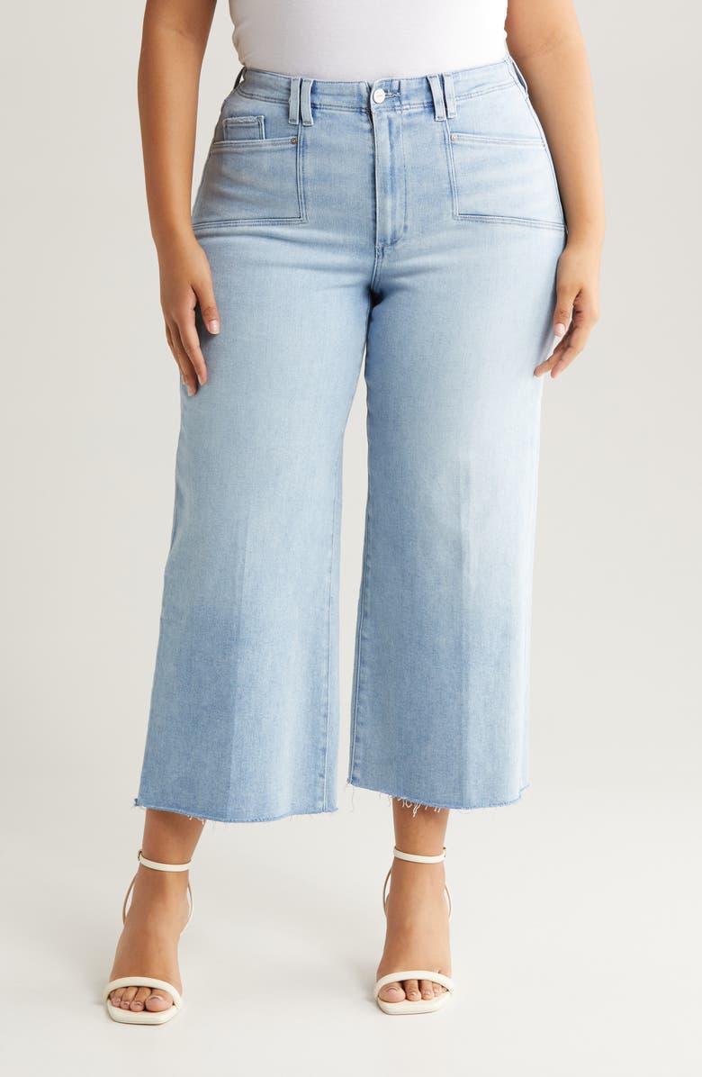 PAIGE Anessa Raw Hem Wide Leg Jeans, Main, color, Shooting Star