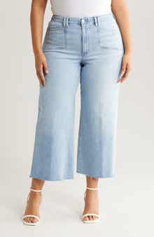 PAIGE Anessa Raw Hem Wide Leg Jeans