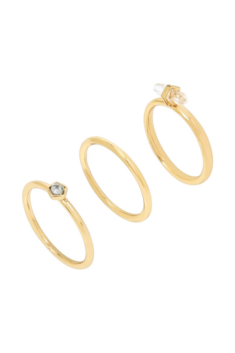 Set of 3 Stackable Rings, Alternate, color, CRYSTAL/ GOLD