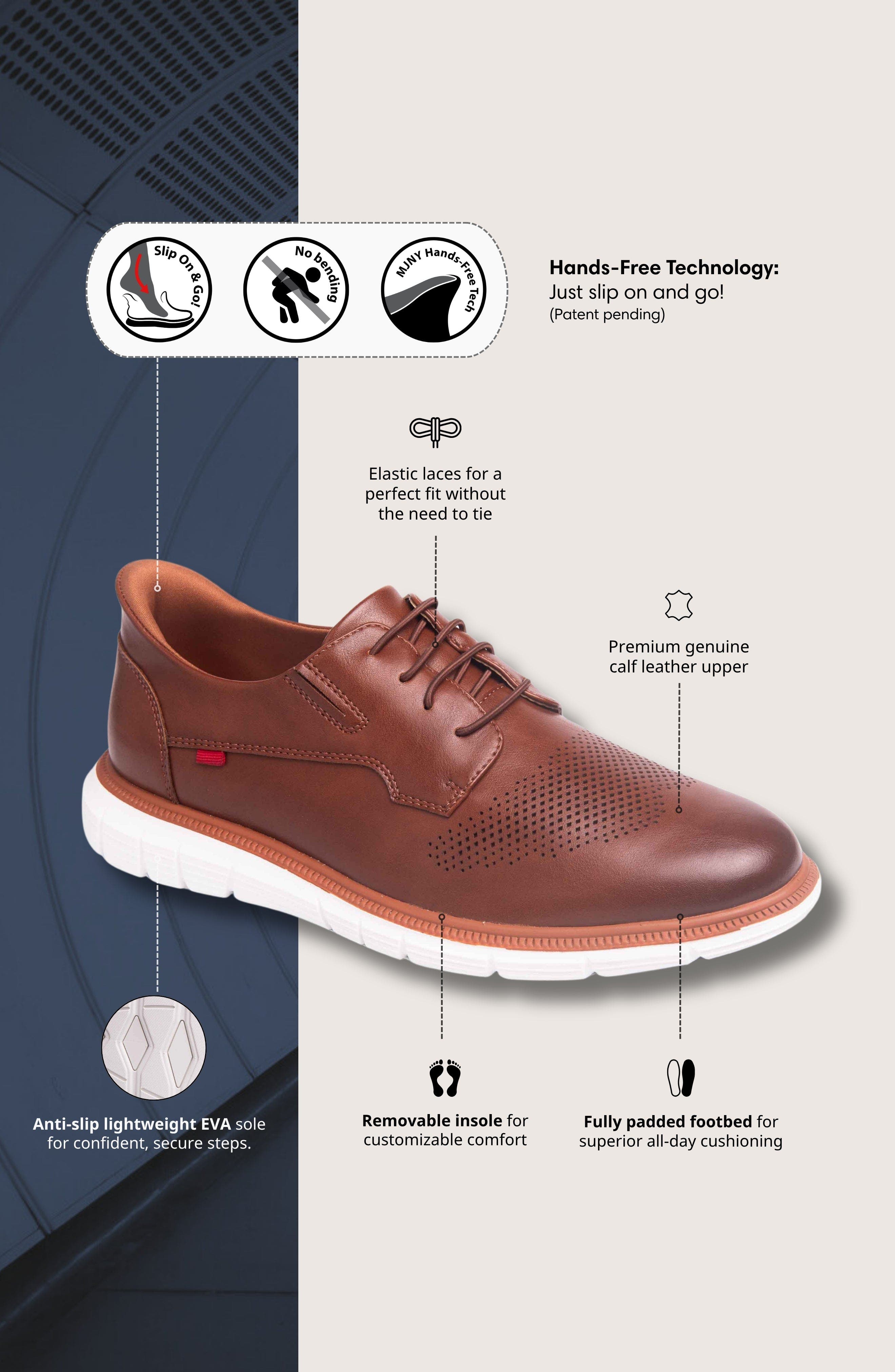 Edward Street Hands Free Technology Leather Perforated Oxford, Alternate, color, Cognac Napa Leather