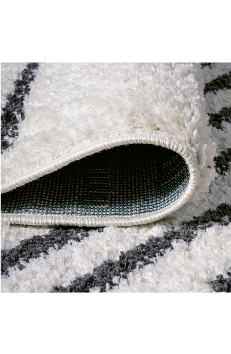 JONATHAN Y Petra Stripe Geometric Shag Area Rug, Alternate, color, White/Gray