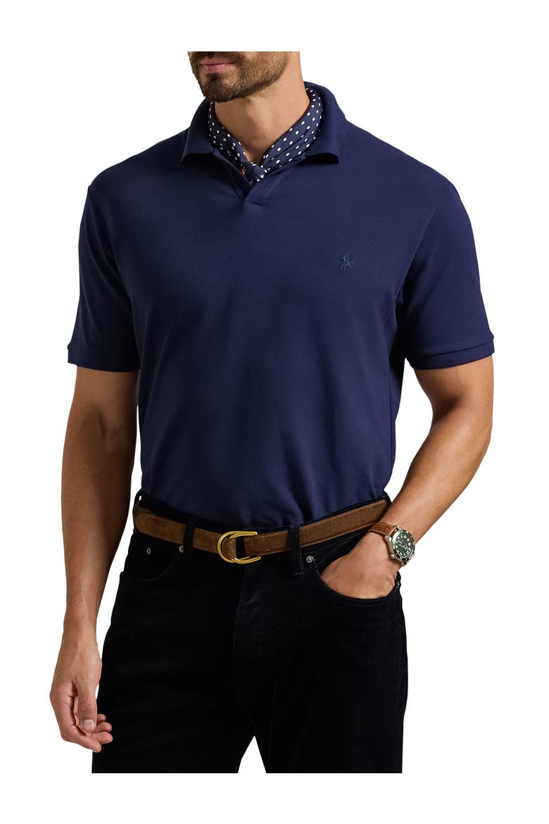 Big & Tall Johnny Collar Mesh Polo Shirt, Main, color, REFINED NAVY