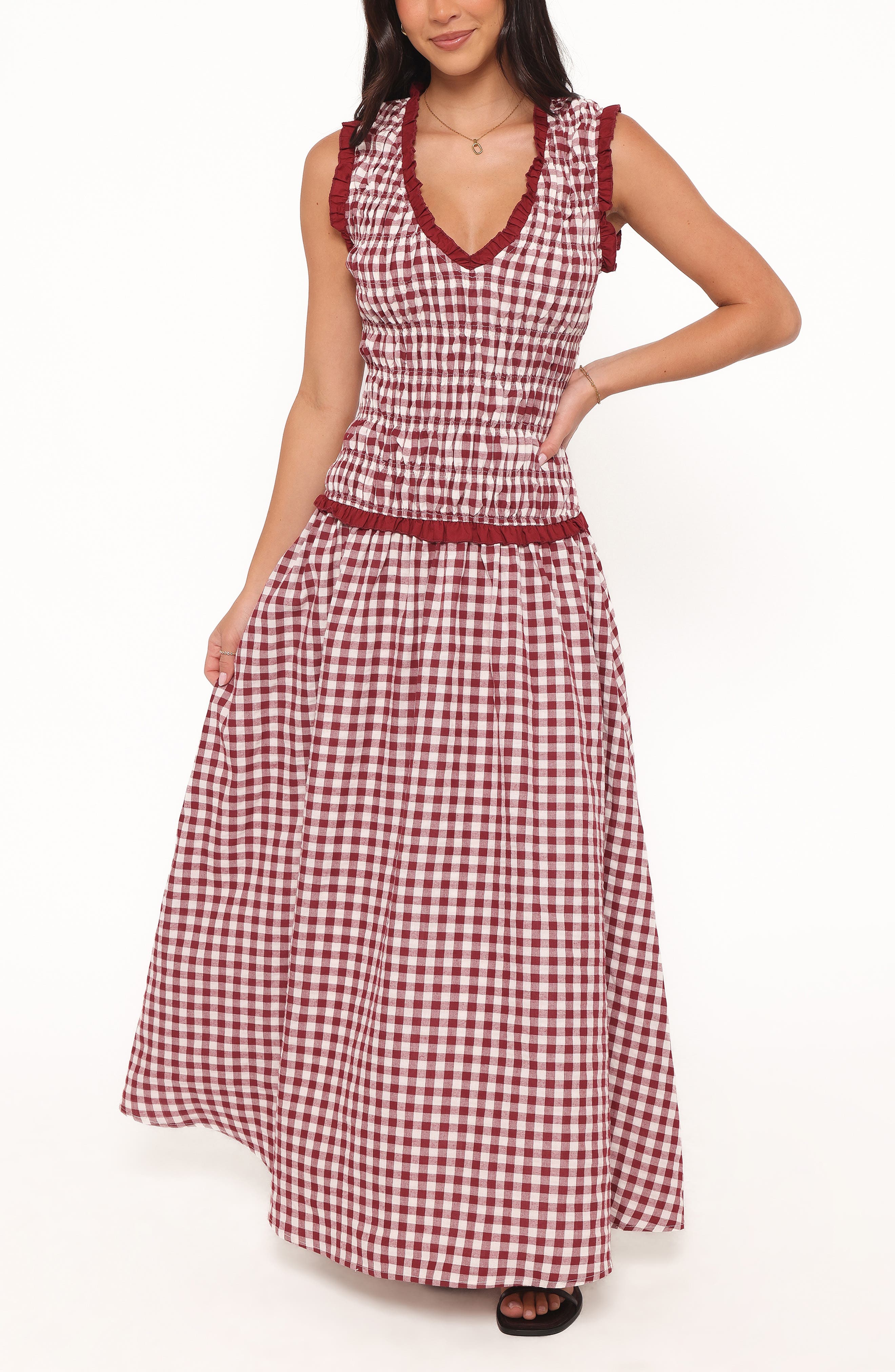 selected BURGUNDY GINGHAM