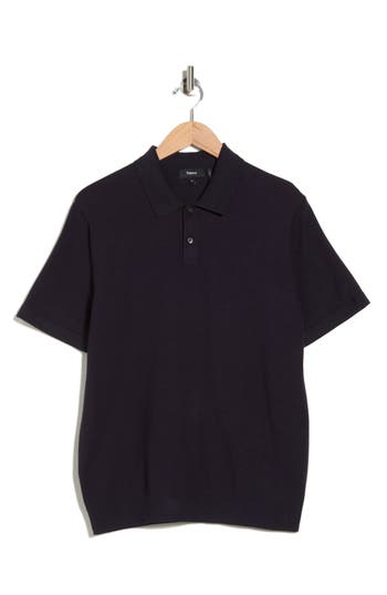 Theory Goris Knit Polo In Blue