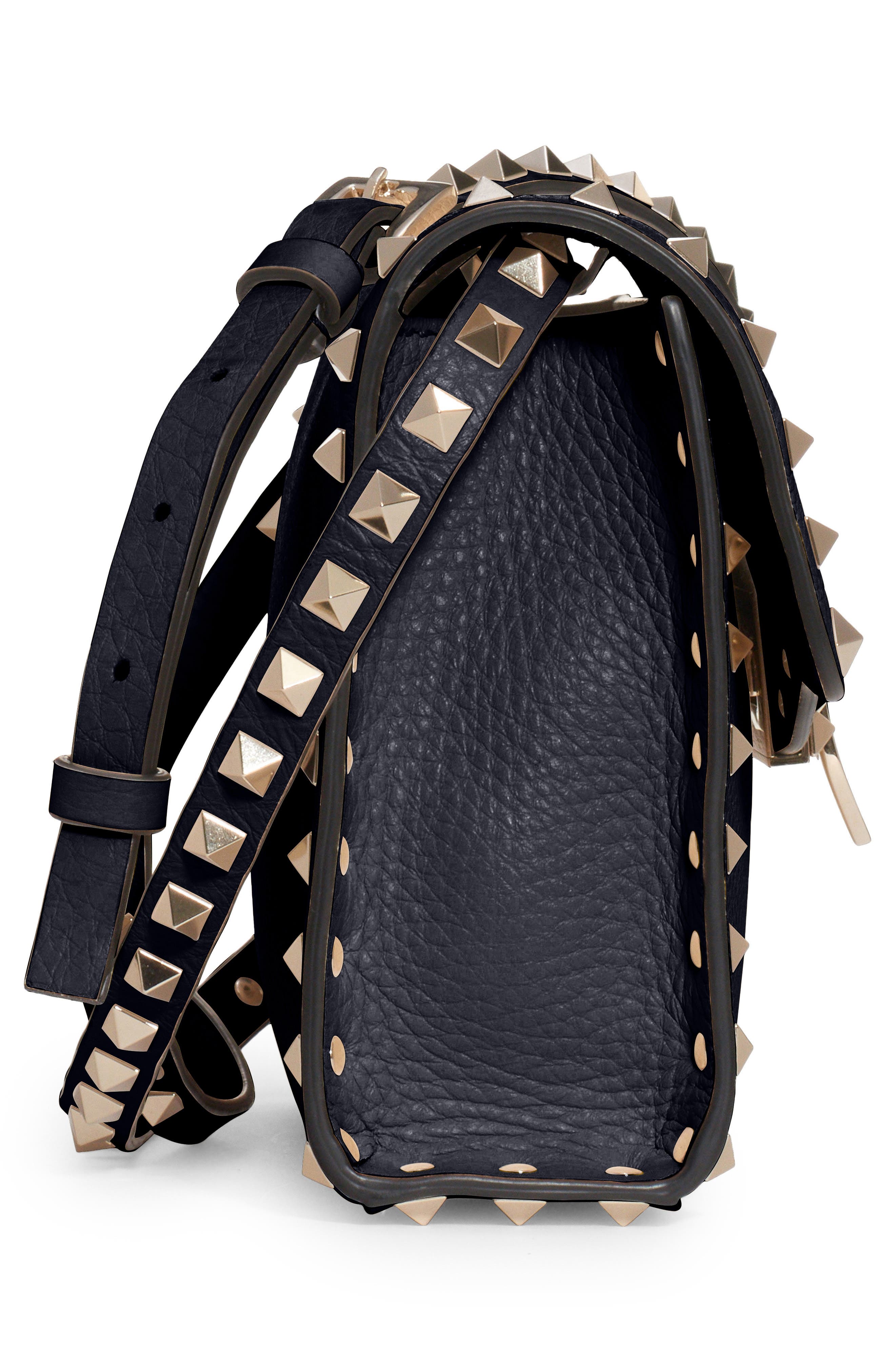 Valentino Garavani Small Rockstud Leather Shoulder Bag, Alternate, color, 