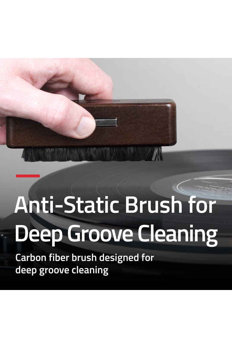 Vinyl Record Cleaning Kit with Carbon Fiber Brush and Stylus Brush, Alternate, color, Natural Walnut