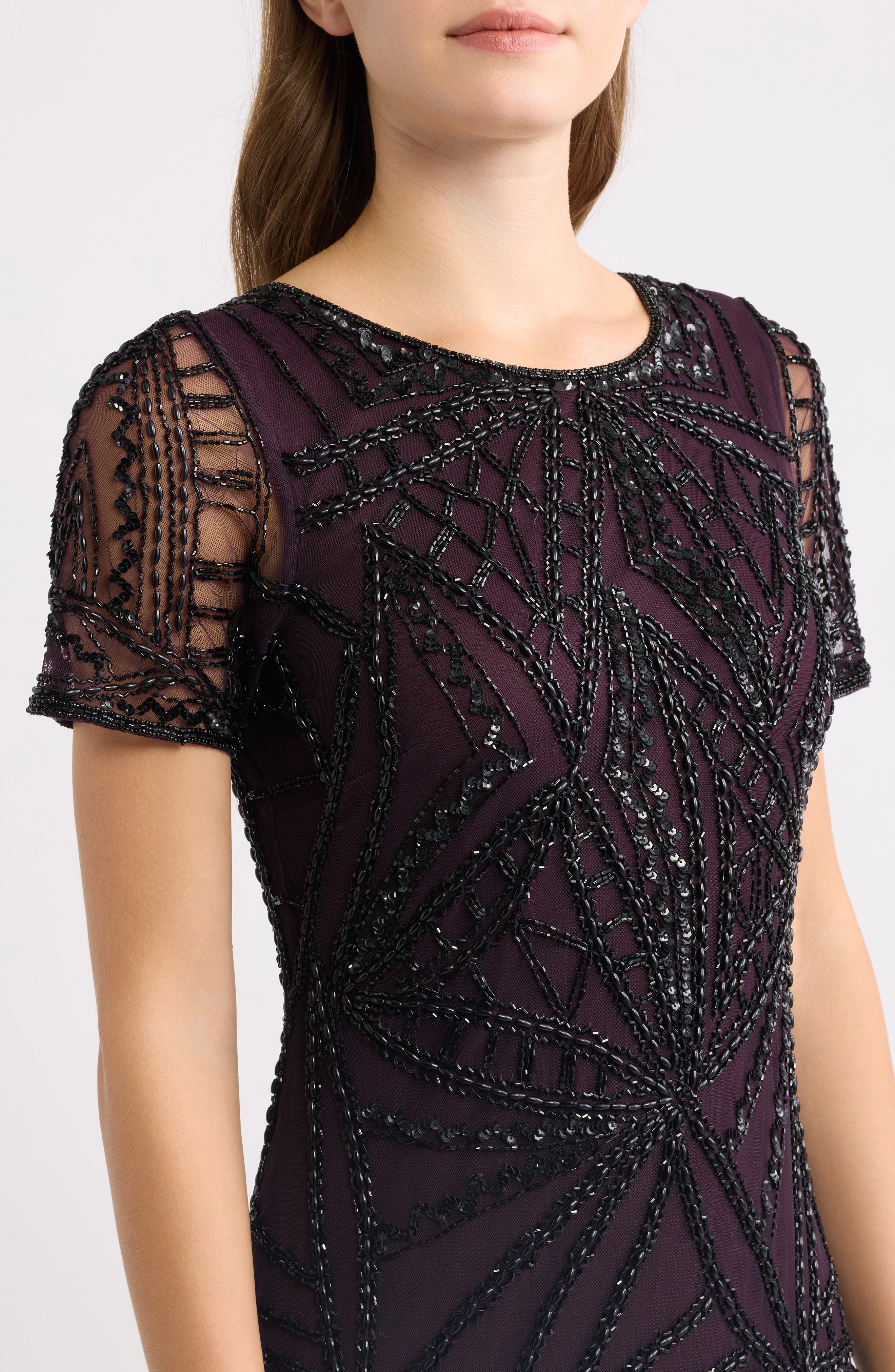 pisarro nights beaded cape dress Short Sleeve Gown (Women) Kozan Monopoly Asymmetrical Dress womens collar Color:BLK/ORG Womens Pisarro Nights Beaded