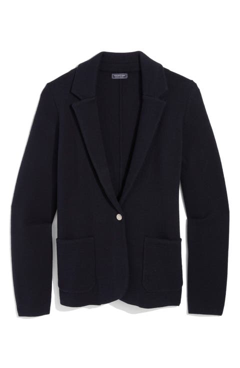 Knit Merino Wool Blend Blazer