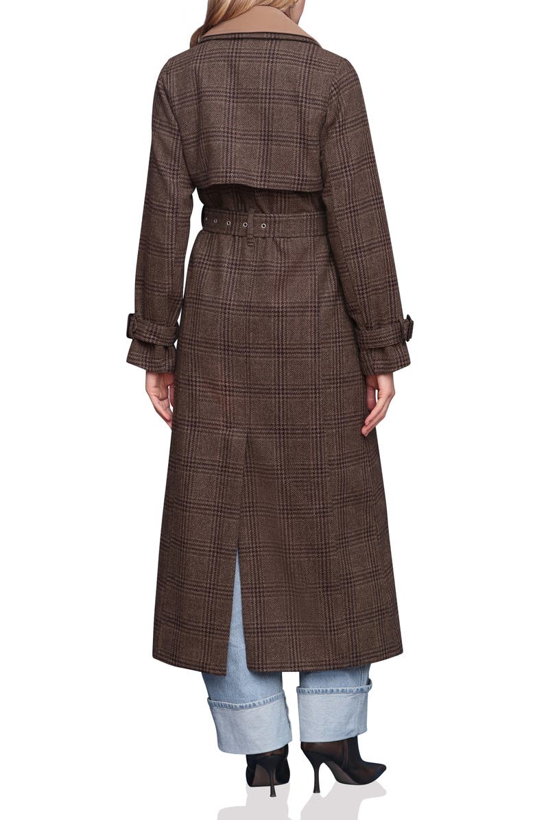 Avec Les Filles Double-Layer Trench Coat, Alternate, color, Brown Plaid Multi