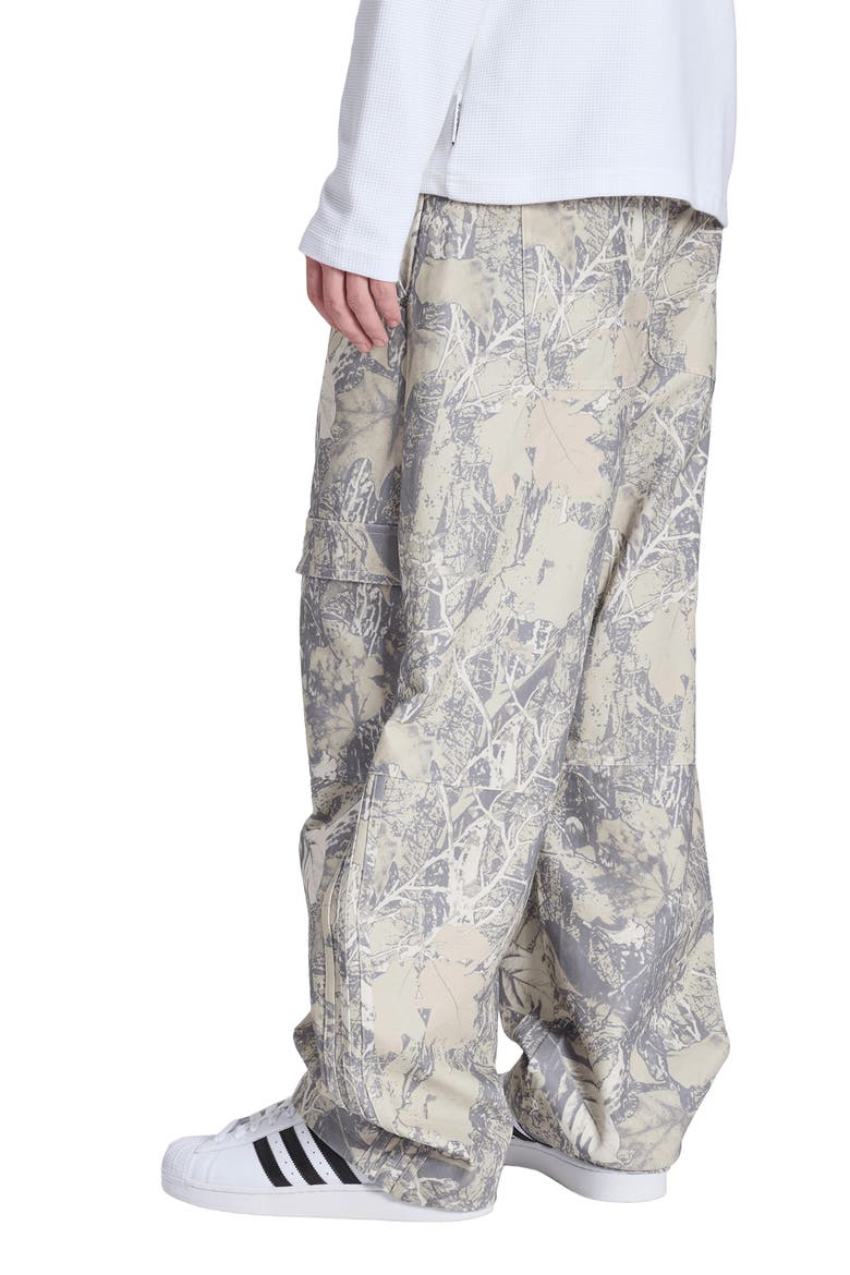 Originals Loose Fit Leaf Print Canvas Cargo Pants, Alternate, color, PUTTY GREY/ GREY / BEIGE