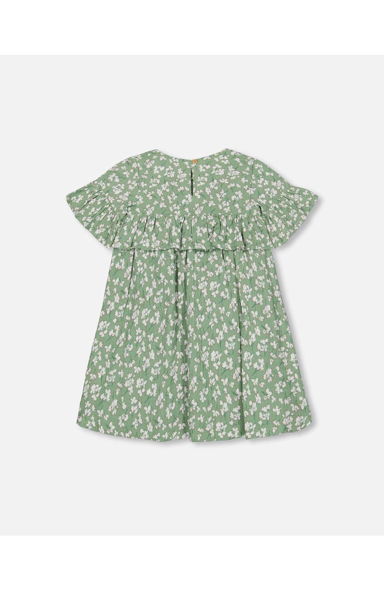 Deux par Deux Little Girl's Muslin Dress With Frill Green Jasmine Flower  Print | Nordstrom