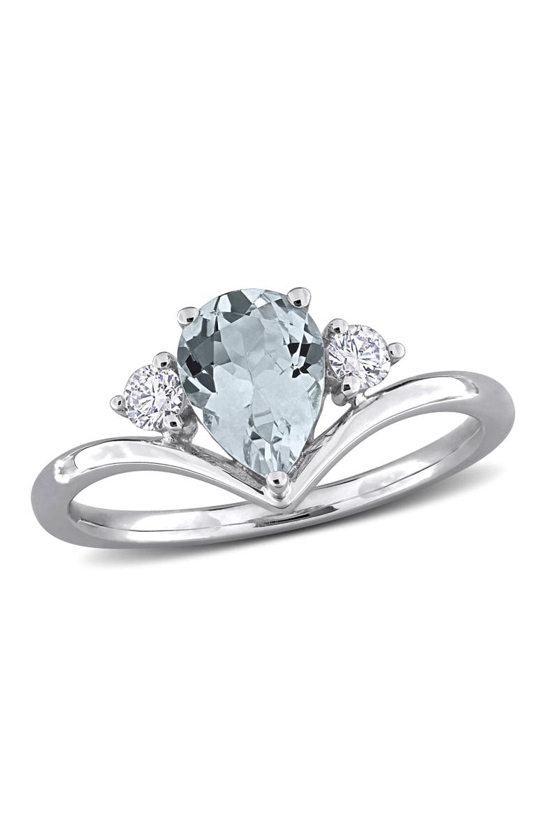 Julianna B. Aquamarine & Diamond Engagement Ring 14k, Main, color, Aquamarine