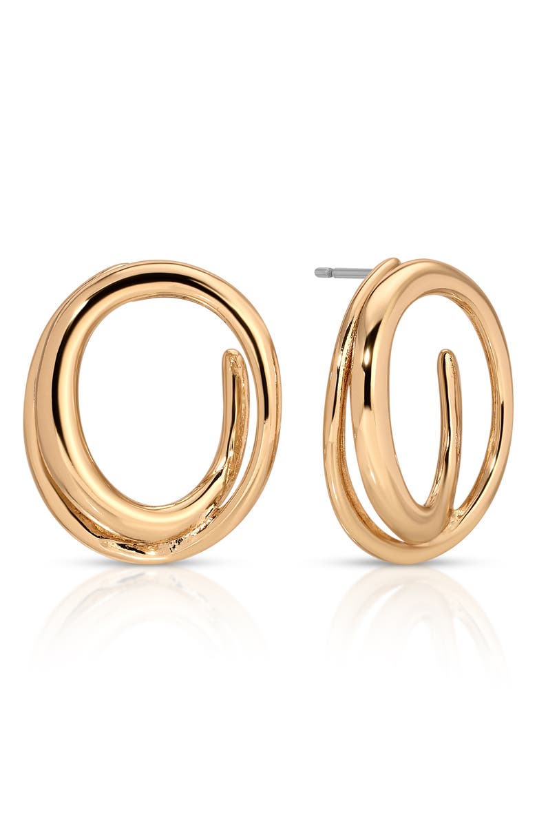 Ettika Swirl Stud Earrings, Main, color, Gold
