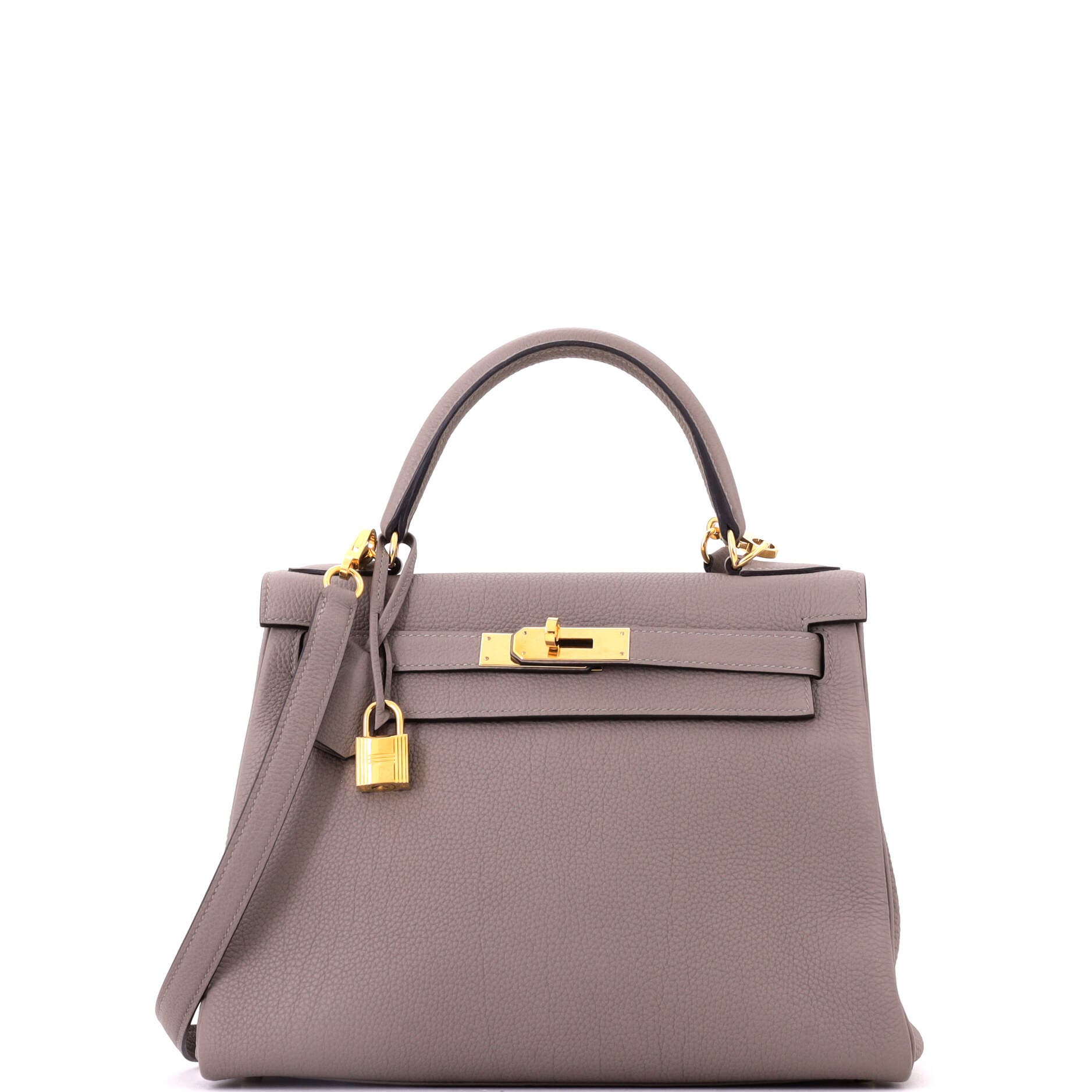 Kelly Handbag Grey Togo with Gold Hardware 28, Main, color, Grey