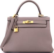 Pre-Owned Hermes Kelly Handbag Grey Togo with Gold Hardware 28