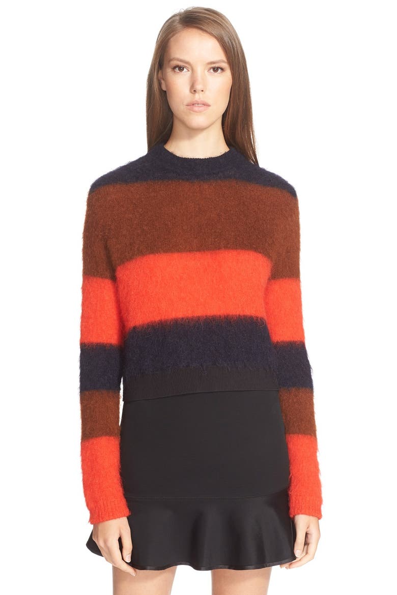 'Petra' Stripe Sweater, Main, color, FIERY RED