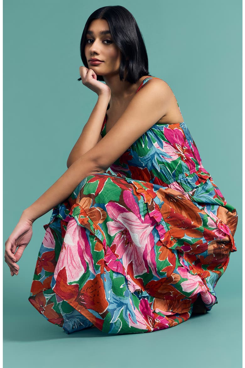 Floral Midi Sundress, Alternate, color, KELLY GREEN/ FUCHSIA