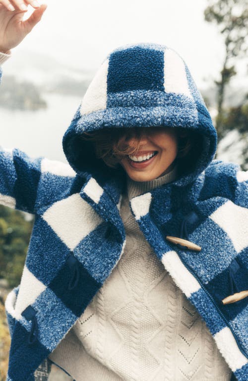 Boden High Pile Fleece Duffle Coat In Blue