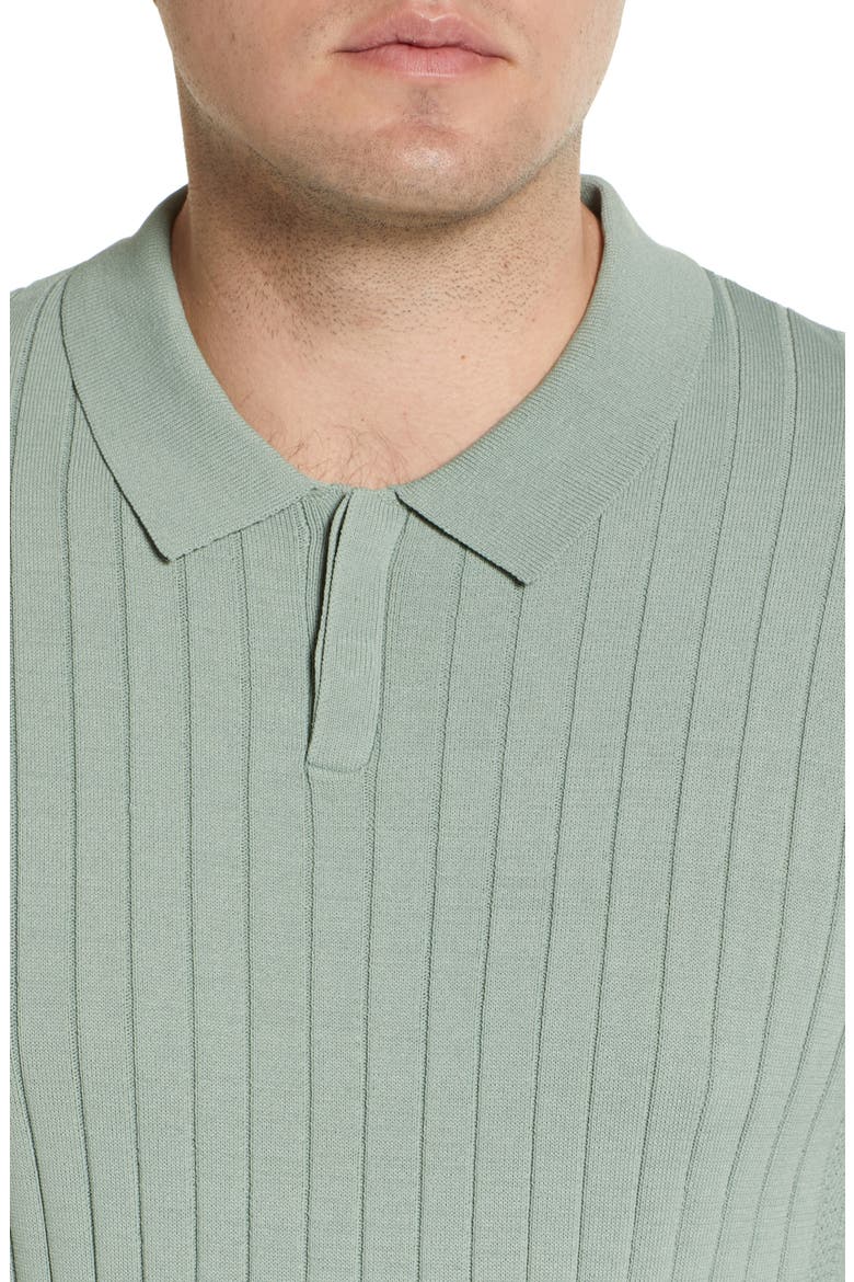 Men's Engineered Rib Polo Sweater, Alternate, color, SAGE