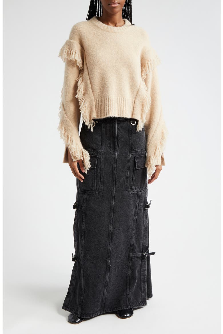 Utility Denim Maxi Skirt, Alternate, color, WASHED BLACK