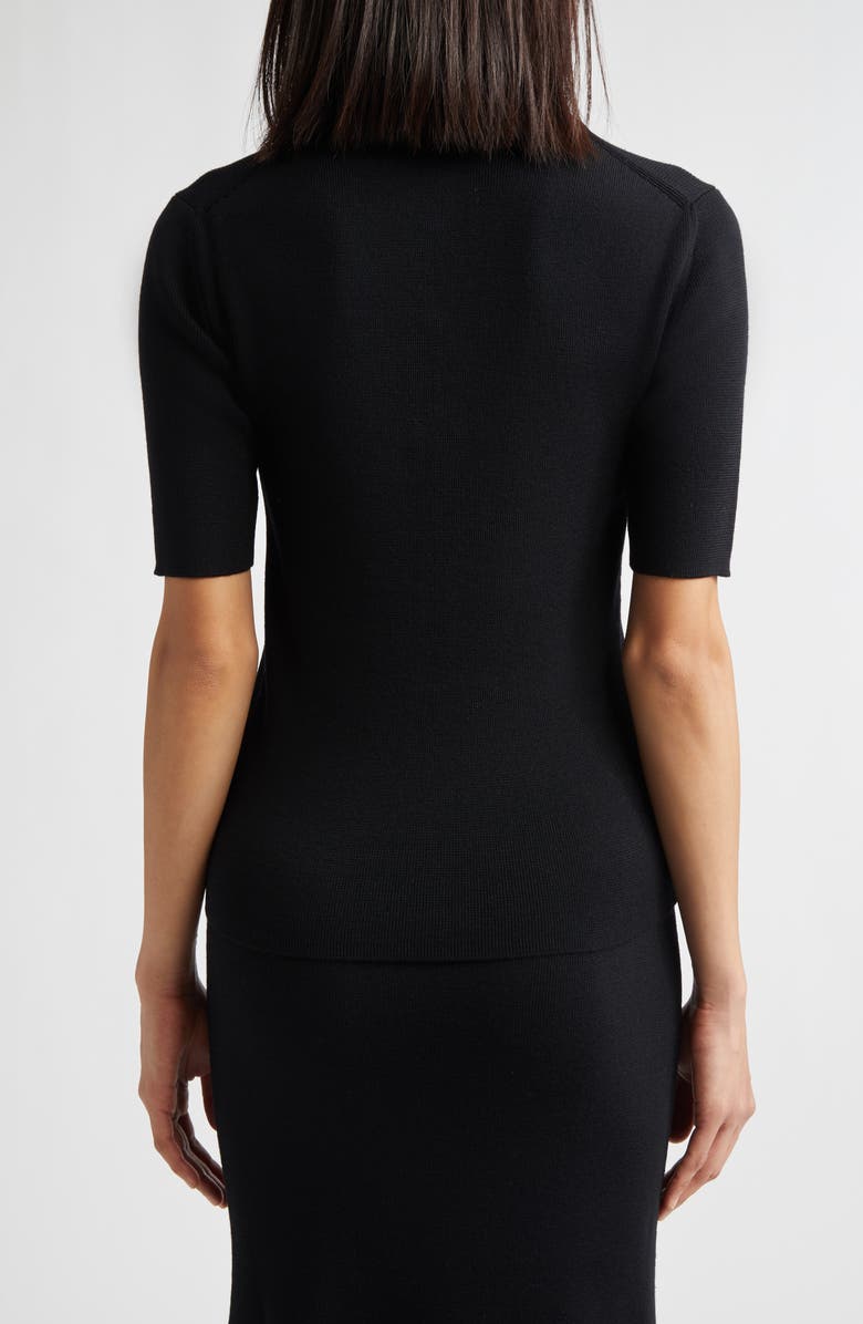 Jil Sander Rib Merino Wool Polo, Alternate, color, Black