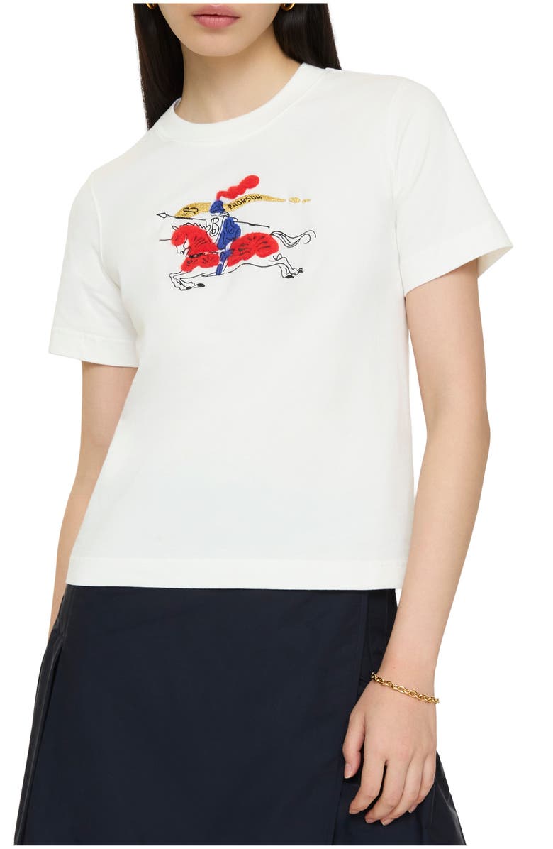 Burberry Knight Cotton T-shirt, Main, color, Chalk White