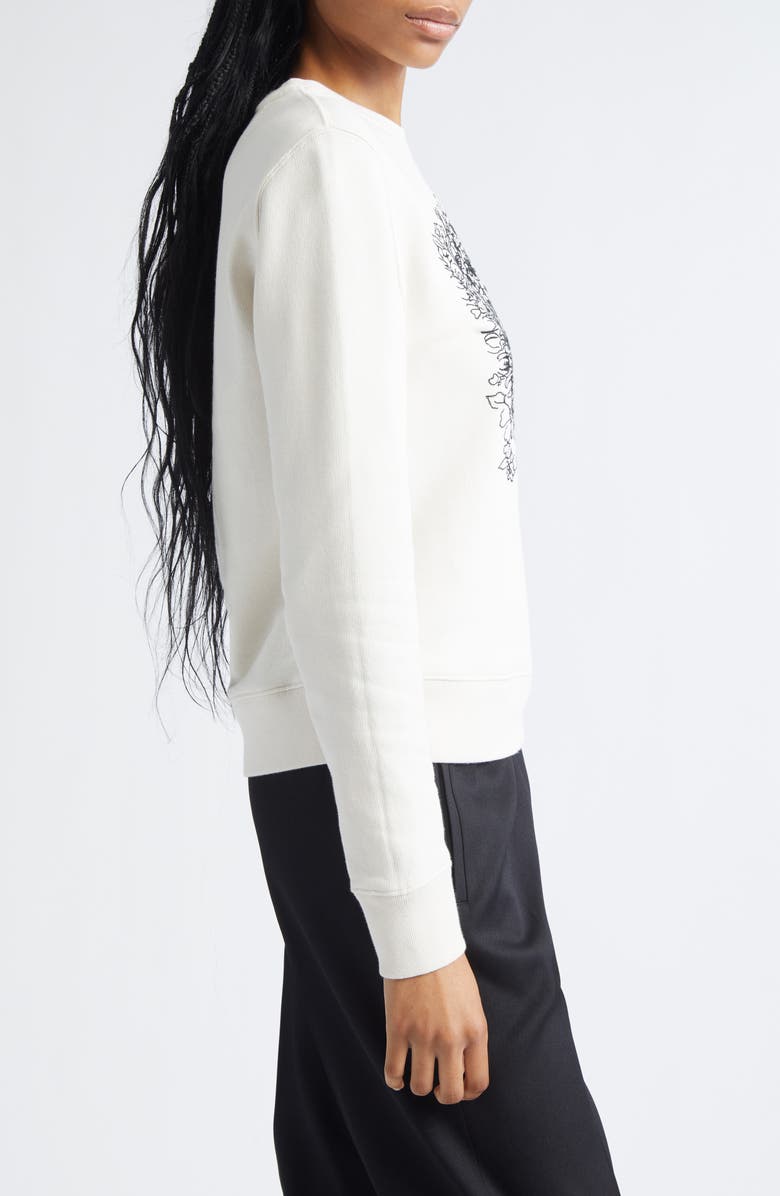 Golden Goose Journey Floral Embroidered Crewneck Sweatshirt, Alternate, color, Artic Wolf/ Black