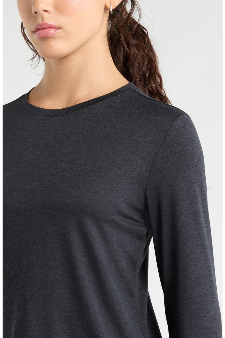 Long Sleeve Split Hem T-Shirt, Alternate, color, BLACK