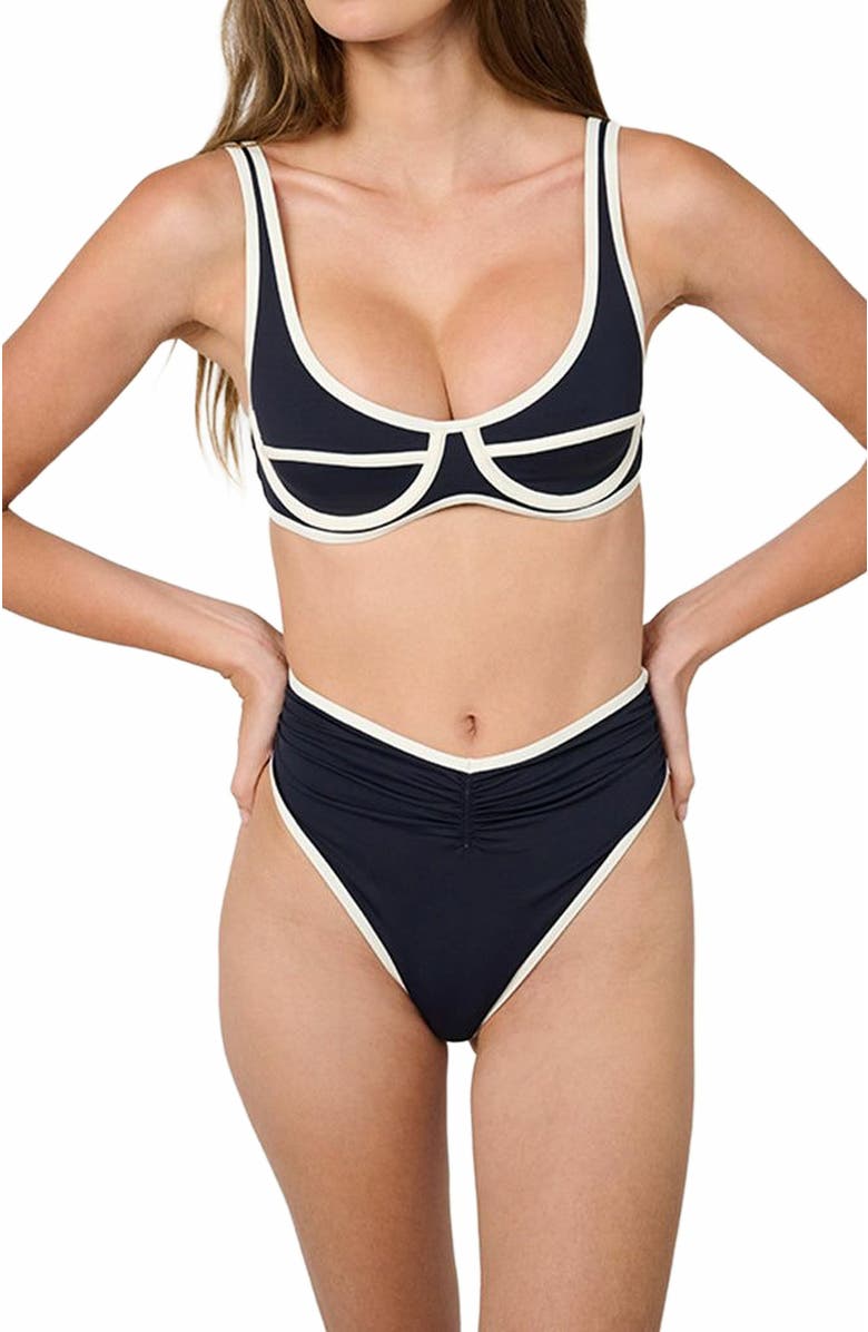 WeWoreWhat Scoop Underwire Top, Alternate, color, Dk Navy/Offwh