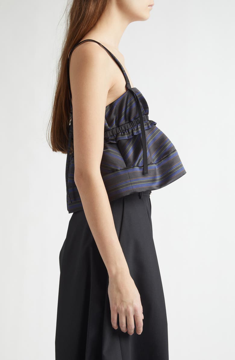 Sacai Stripe Satin Crop Camisole, Alternate, color, Black/ Navy