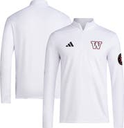 adidas Men's adidas White Washington Huskies Wear Pink Quarter-Zip Pullover