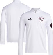adidas Men's adidas White Washington Huskies Wear Pink Quarter-Zip Pullover