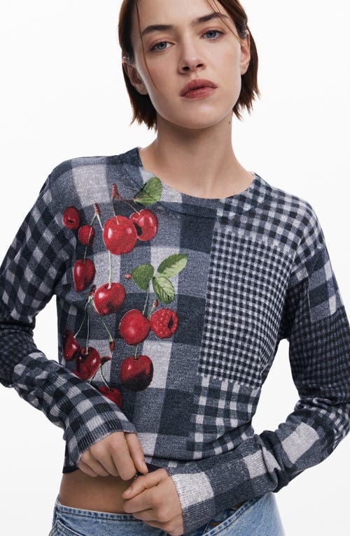 Desigual Crop Sweater In Blue