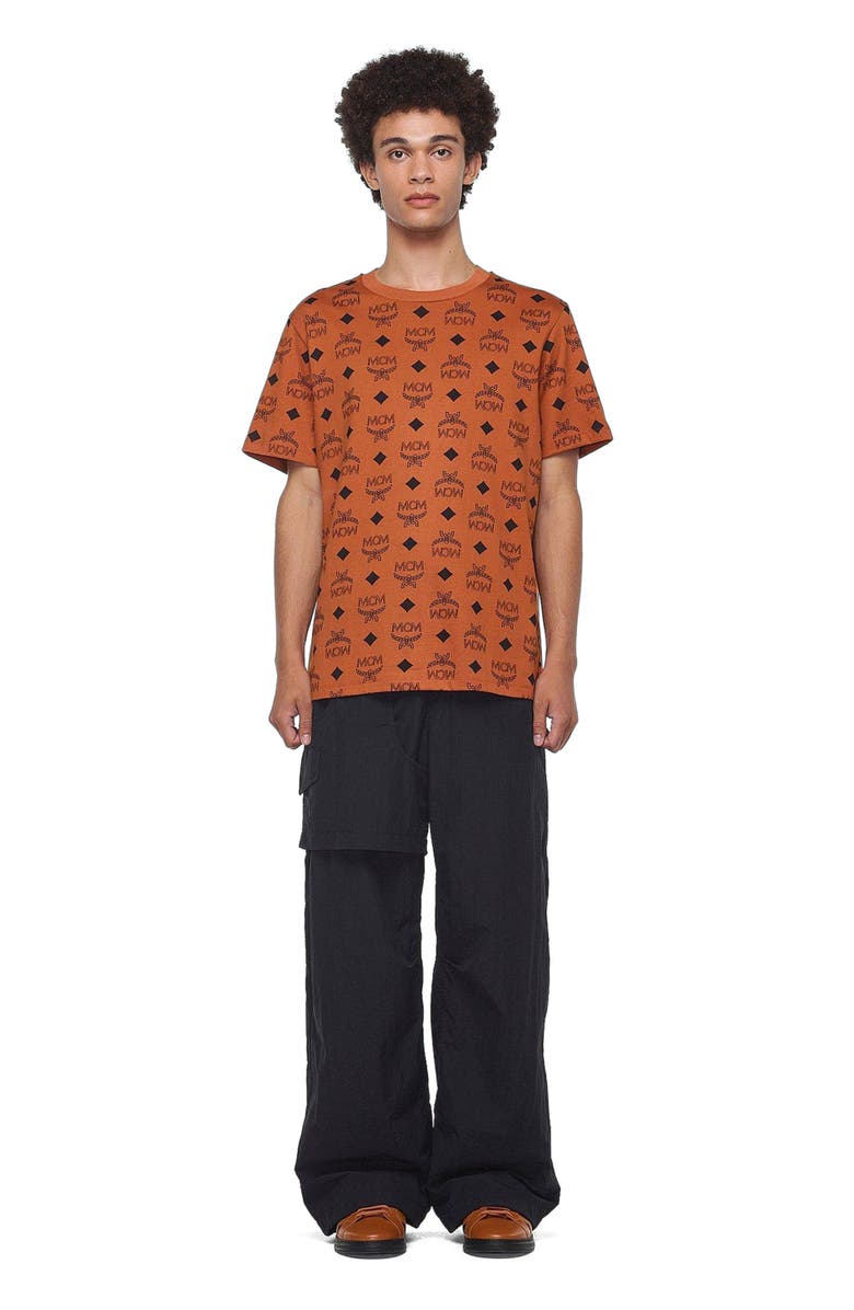MCM Maxi Monogram Print T-Shirt in Organic Cotton, Main, color, Cognac