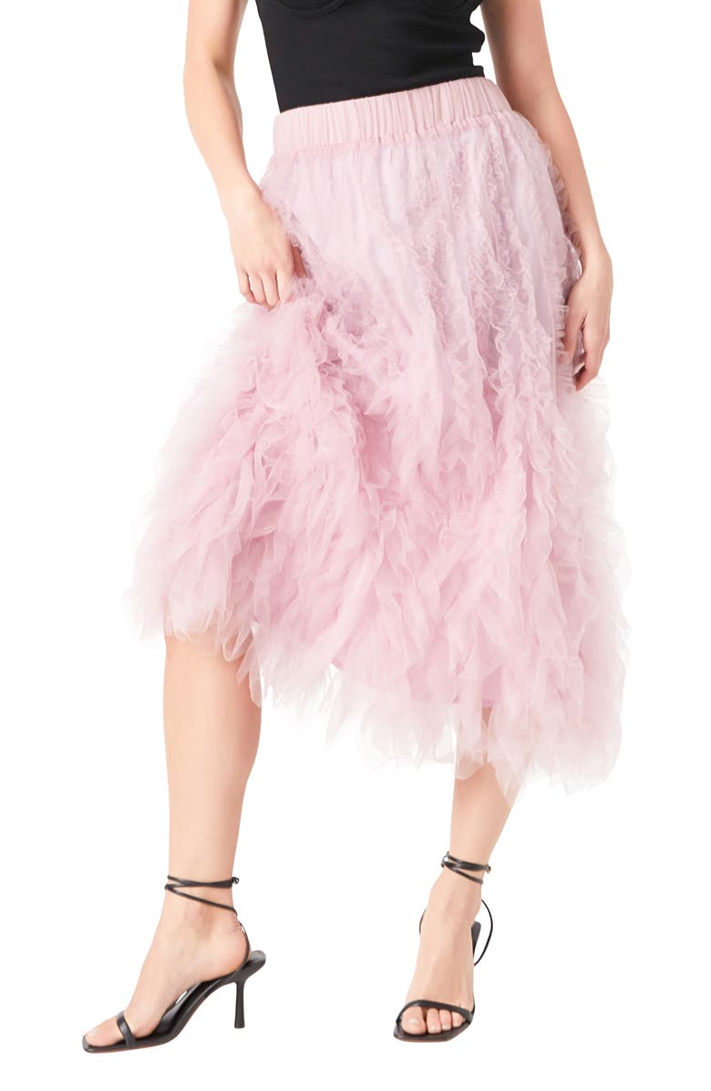 Endless Rose Ruffle Tulle Midi Skirt, Alternate, color, 