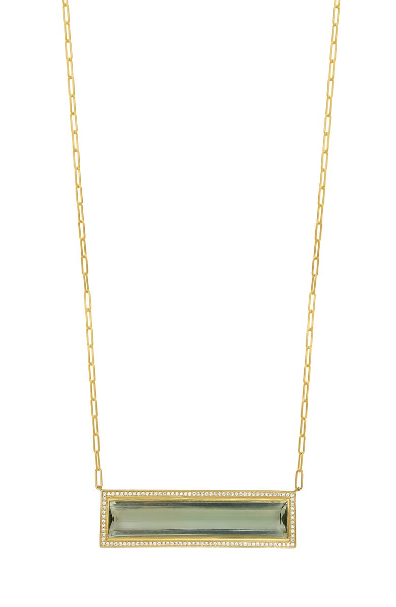 Bony Levy Prasiolite & Diamond Bar Pendant Necklace, Main, color, 18K Yellow Gold