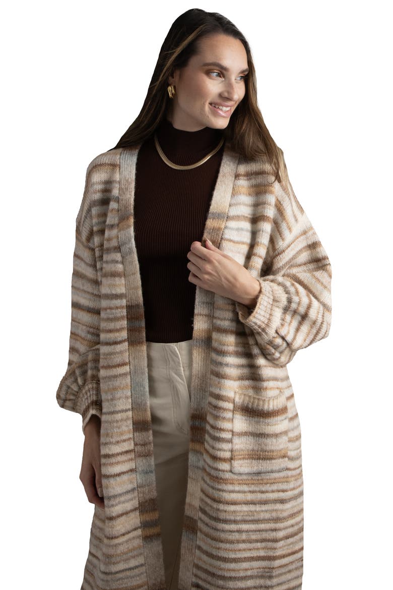Stripe Knit Coatigan, Alternate, color, NATURAL