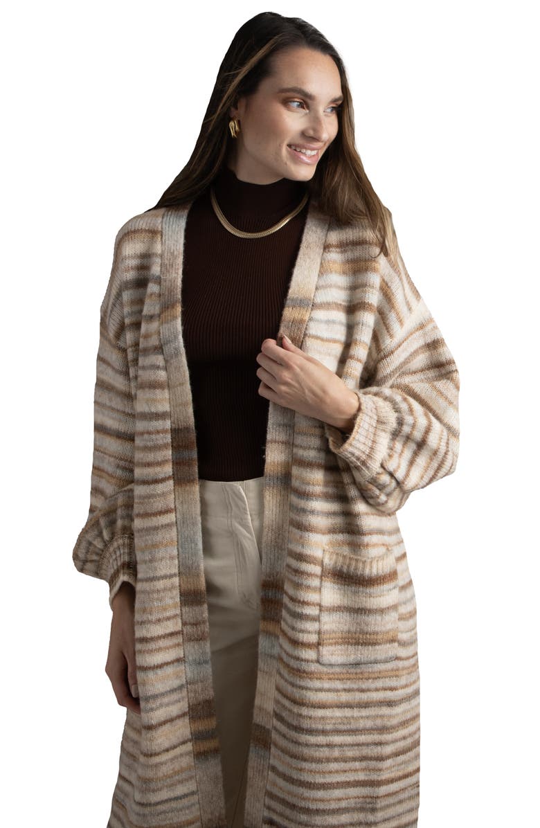 SAACHI Stripe Knit Coatigan, Alternate, color, Natural