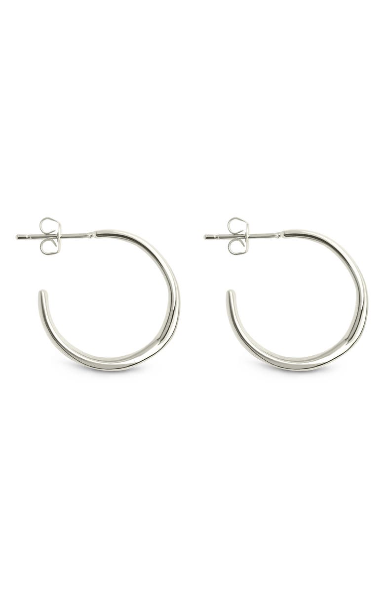 Sterling Forever Katya Textured Hoop Earrings, Alternate, color, Silver