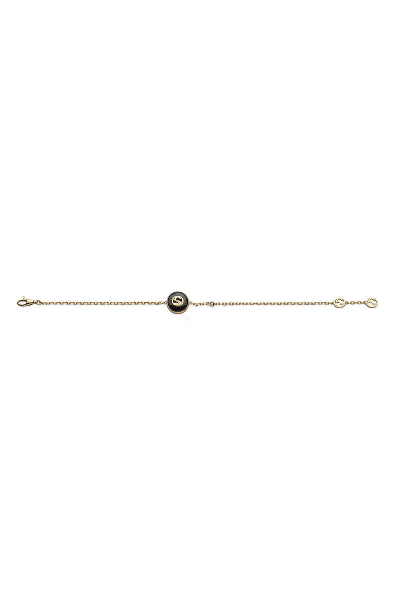 Gucci Interlocking-G Black Onyx Bracelet, Alternate, color, Yellow Gold